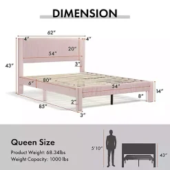 Kirklands Home Beds & Headboards|Upholstered Dalia Queen Platform Bed Pink