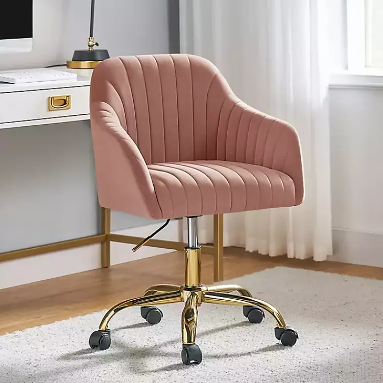 Kirklands Home Office Furniture|Velvet Swivel Jacyln Office Chair Pink