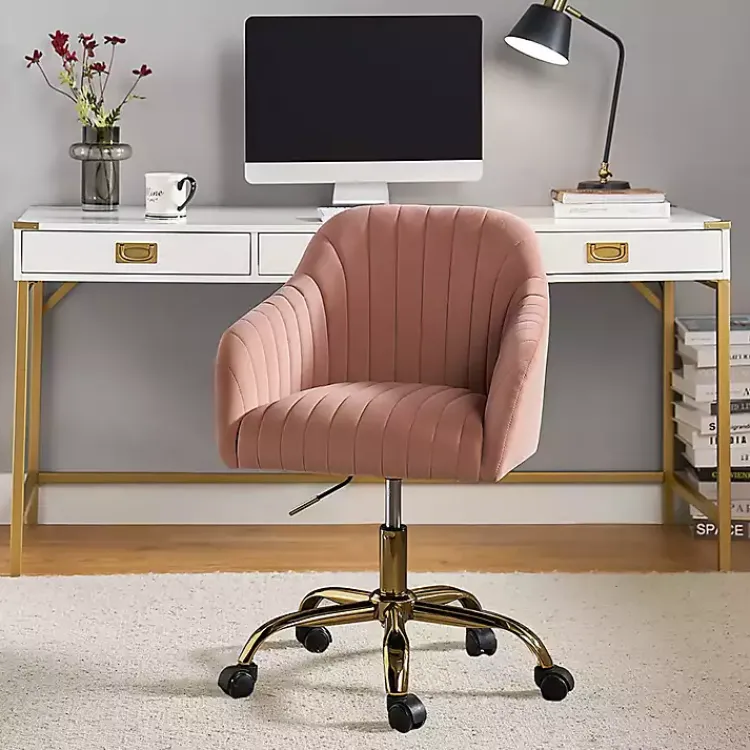 Kirklands Home Office Furniture|Velvet Swivel Jacyln Office Chair Pink
