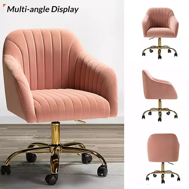 Kirklands Home Office Furniture|Velvet Swivel Jacyln Office Chair Pink