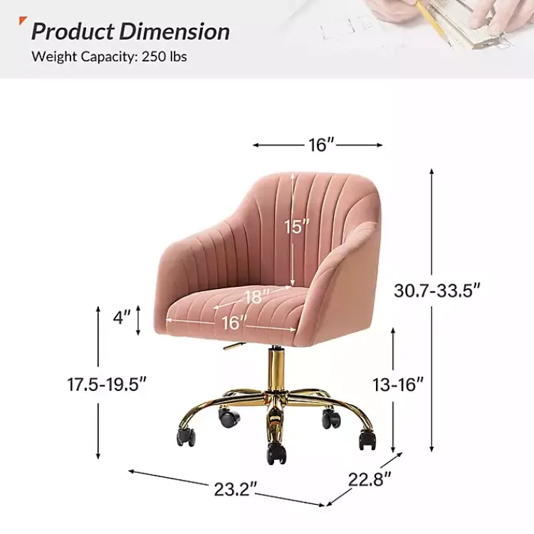 Kirklands Home Office Furniture|Velvet Swivel Jacyln Office Chair Pink