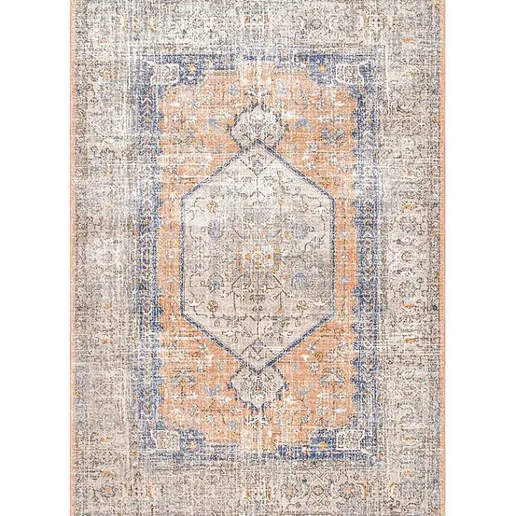 Kirklands Home Area Rugs|Pink Vintage Floral Print Area Rug, 5x7