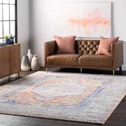 Kirklands Home Area Rugs|Pink Vintage Floral Print Area Rug, 8x10