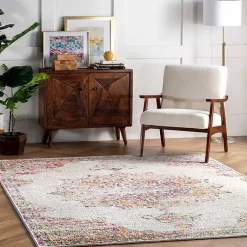 Kirklands Home Area Rugs|Pink Vintage Medallion Area Rug, 8x12