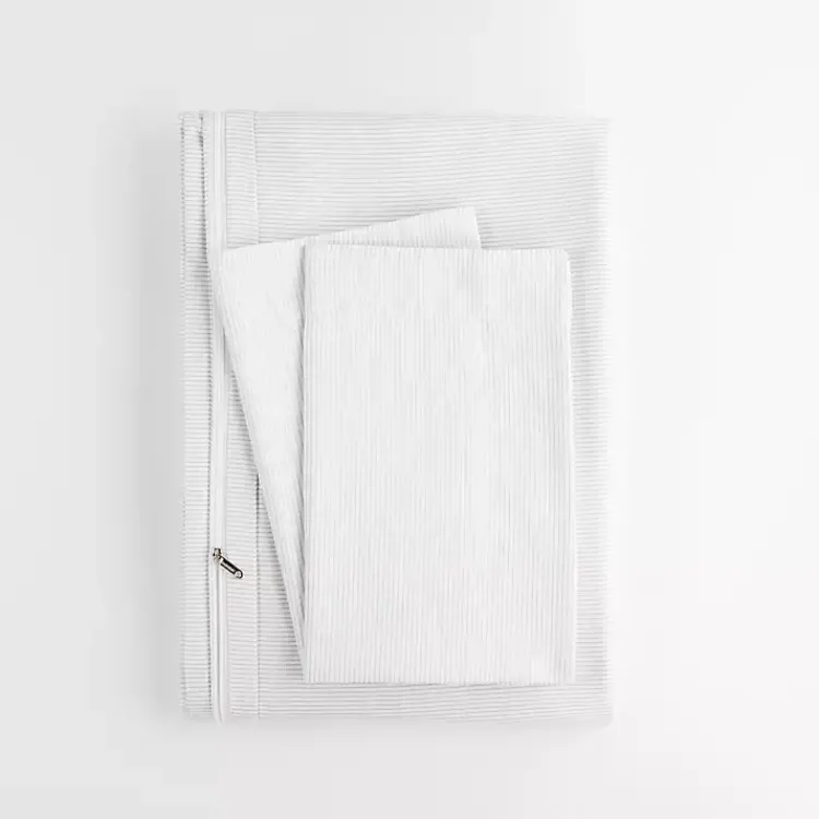 Kirklands Home Duvets|Pinstriped 3-pc. Twin Duvet Cover Set Ivory