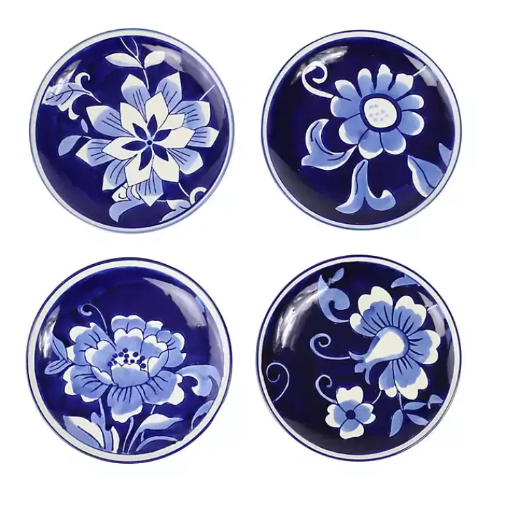 Kirklands Home Dinnerware|Pip Vintage Blue Floral Appetizer Plates, Set of 4
