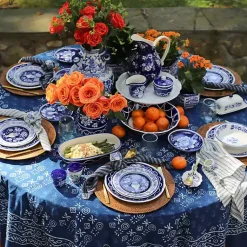 Kirklands Home Table Linens|Pip Vintage Blue Floral Napkin Rings, Set of 4