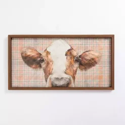 Kirklands Home Framed Art|Plaid Cow Close-Up Framed Art Print