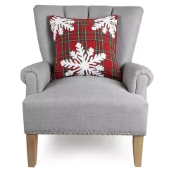 New Plaid Embroidered Snowflakes Cotton Throw Pillow Pillows