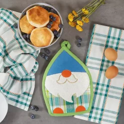 Kirklands Home Kitchen Accessories|Plaid Garden Gnome 3-pc. Towel and Pot Holder Set