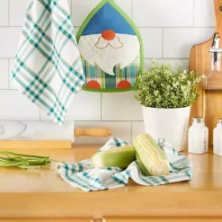 Kirklands Home Kitchen Accessories|Plaid Garden Gnome 3-pc. Towel and Pot Holder Set