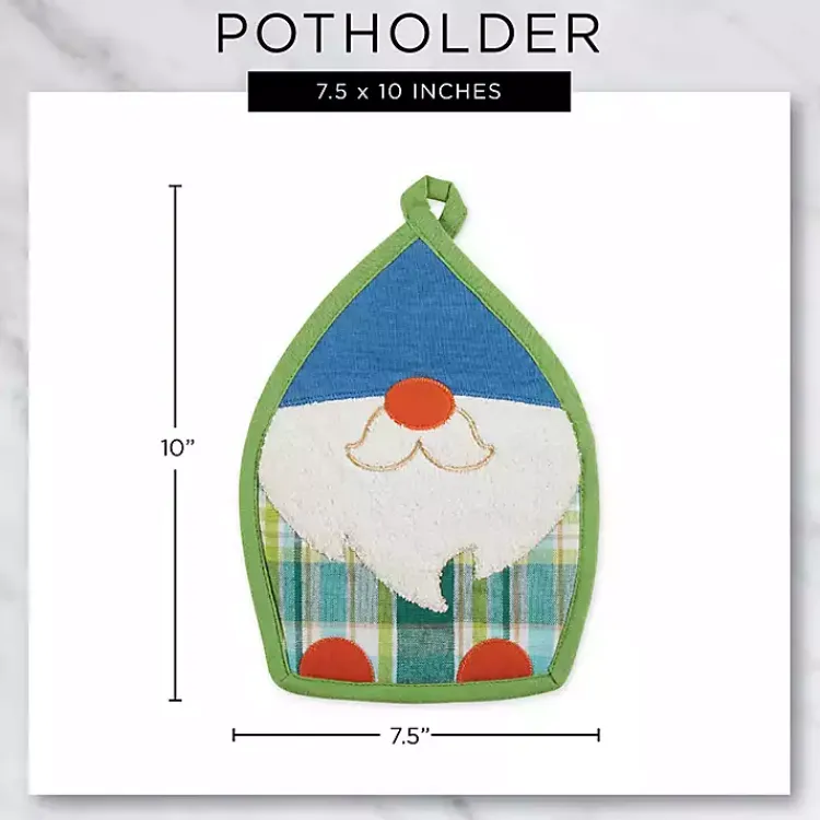 Kirklands Home Kitchen Accessories|Plaid Garden Gnome 3-pc. Towel and Pot Holder Set