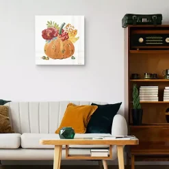 Hot Plaid Pumpkin Florals Canvas Art Print Fall