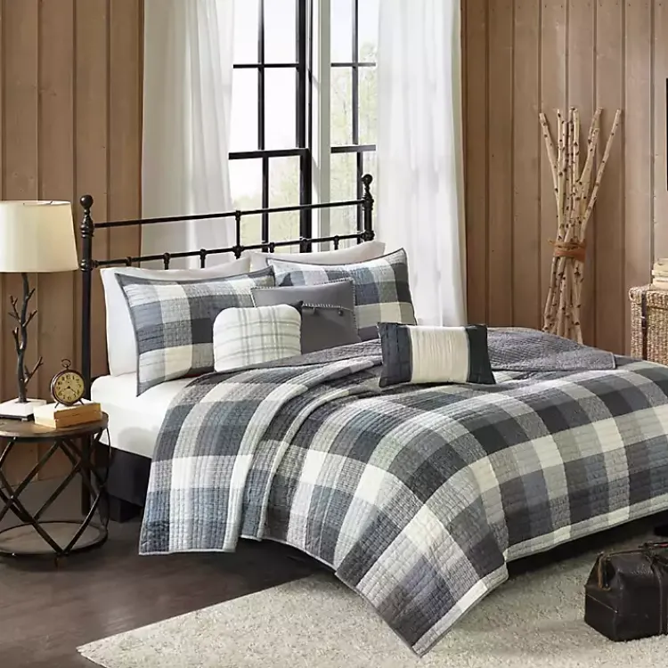 Kirklands Home Bedspreads & Coverlets|Plaid Reversible 6-pc. Full/Queen Coverlet Set