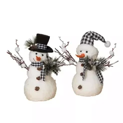 Sale Plaid Scarf Snowman Statues, Set of 2 Christmas Decorations