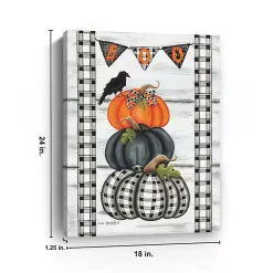 Sale Plaid Stacked Pumpkins Canvas Art Print, 18x24 Halloween