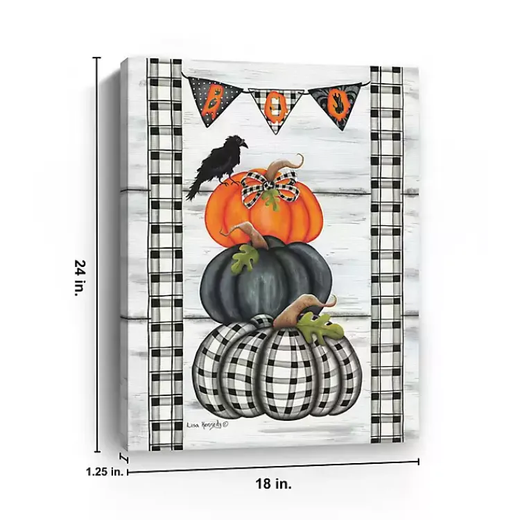 Sale Plaid Stacked Pumpkins Canvas Art Print, 18x24 Halloween