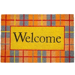Kirklands Home Doormats|Plaid Welcome Fall Coir Doormat