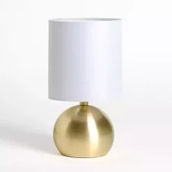 Kirklands Home Table Lamps|Plated Brass Metal Round Table Lamp Gold