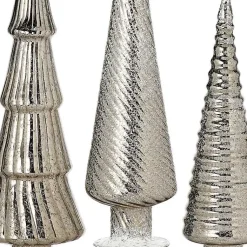 Clearance Platinum Mercury Glass Christmas Trees, Set of 3 Christmas Decorations