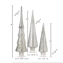 Clearance Platinum Mercury Glass Christmas Trees, Set of 3 Christmas Decorations