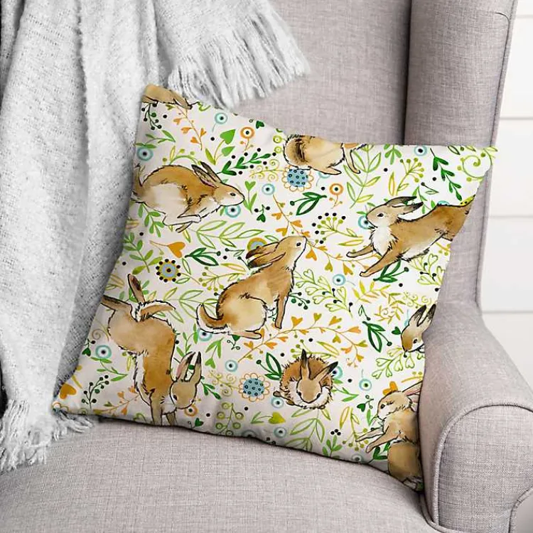 Outlet Playful Pastel Bunny Outdoor Pillow Easter Decorations