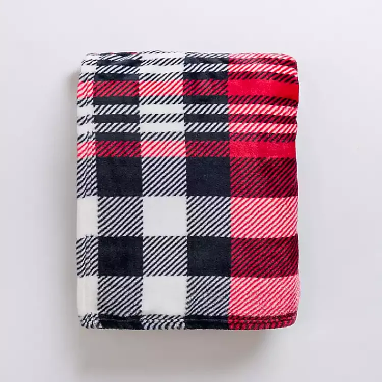 Hot Plush Red and Black Plaid Throw Blankets & Throws