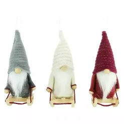 Plush Sledding Gnomes, Set of 3 Christmas Decorations
