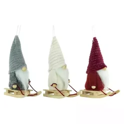 Plush Sledding Gnomes, Set of 3 Christmas Decorations