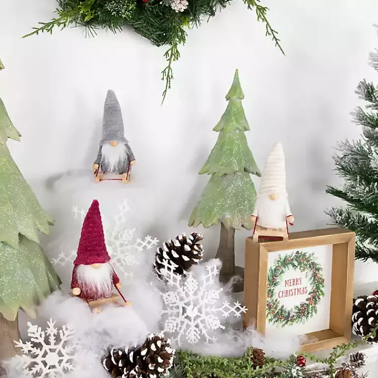 Plush Sledding Gnomes, Set of 3 Christmas Decorations