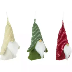 Discount Plush Striped Hat Gnomes, Set of 3 Christmas Decorations