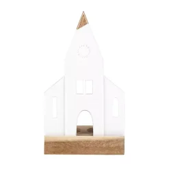 Hot Porcelain and Wood Church Tealight Candle Holder Candle Holders