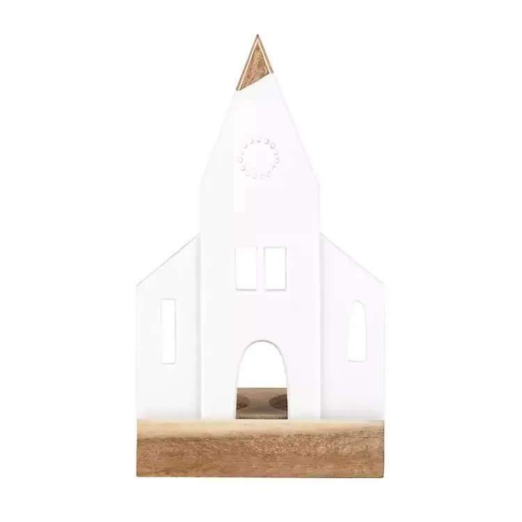 Hot Porcelain and Wood Church Tealight Candle Holder Candle Holders