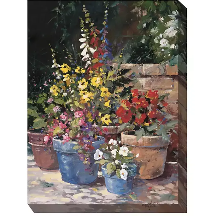 Kirklands Home Outdoor Wall Decor|Potted Flowers Outdoor Canvas Art Print Multi