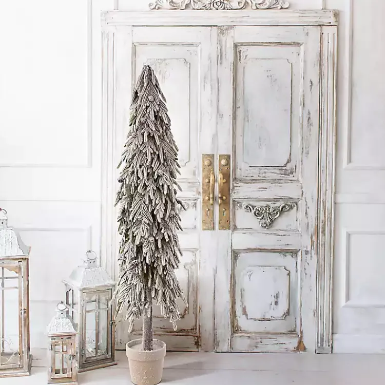 Hot Potted Soft Touch Snowy Norfolk Pine Tree, 60 in. Christmas Arrangements & Garland