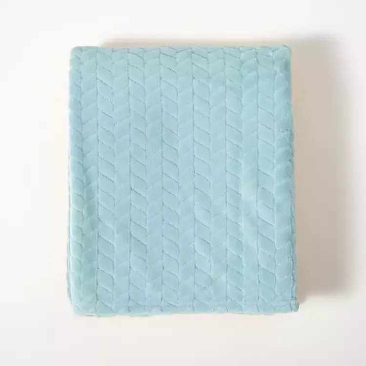 New Powder Heavenly Herringbone Plush Throw Blankets & Throws