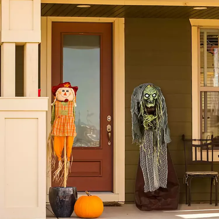 Sale Pre-Lit Animated Shrouded Witch Outdoor Decoration Halloween