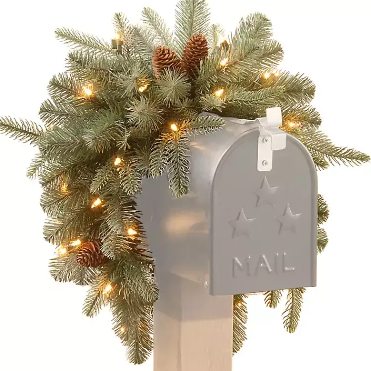 Outlet Pre-Lit Arctic Spruce and Pine Cones Mailbox Swag Christmas Arrangements & Garland