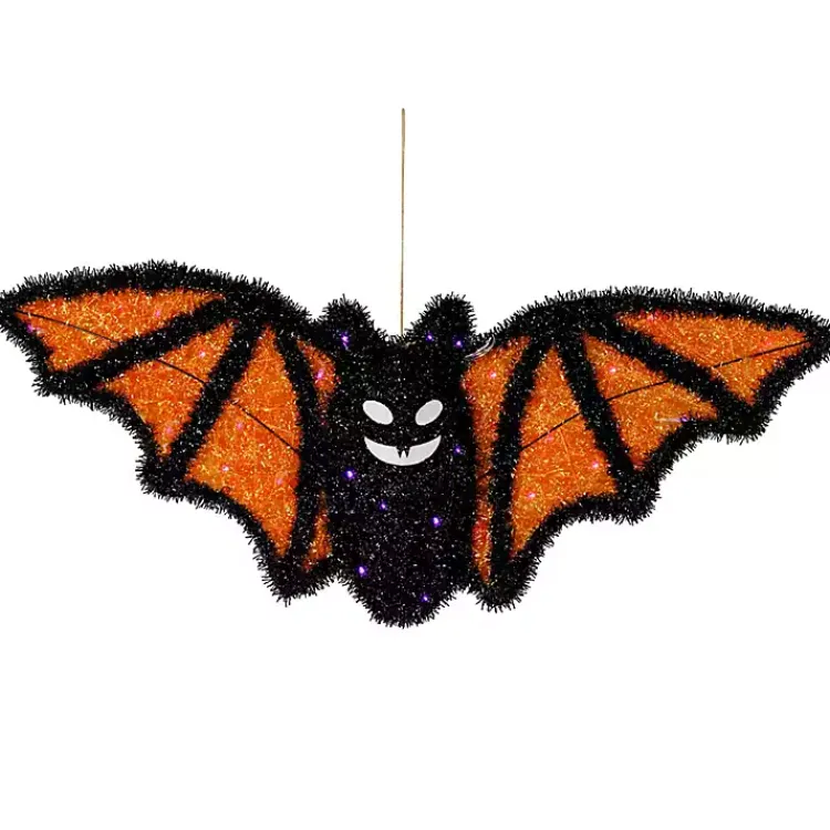 Best Pre-Lit Black and Orange Outdoor Bat Decoration Halloween
