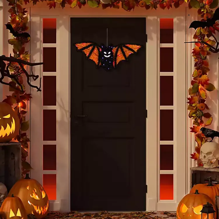 Best Pre-Lit Black and Orange Outdoor Bat Decoration Halloween