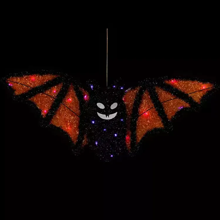 Best Pre-Lit Black and Orange Outdoor Bat Decoration Halloween
