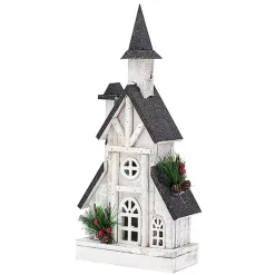 Best Pre-Lit Black and White Steepled Church Statue Christmas Decorations