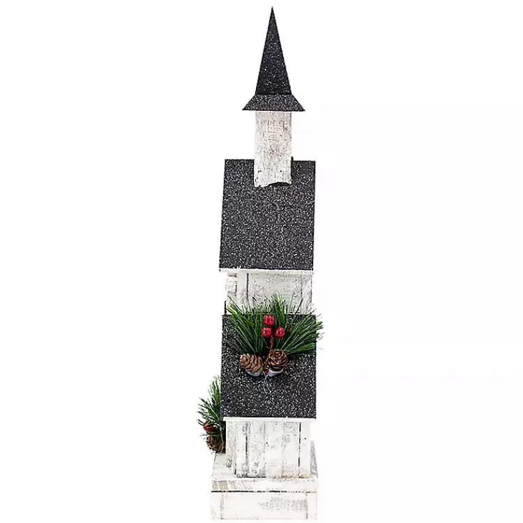 Best Pre-Lit Black and White Steepled Church Statue Christmas Decorations