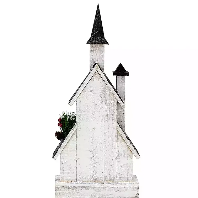 Best Pre-Lit Black and White Steepled Church Statue Christmas Decorations