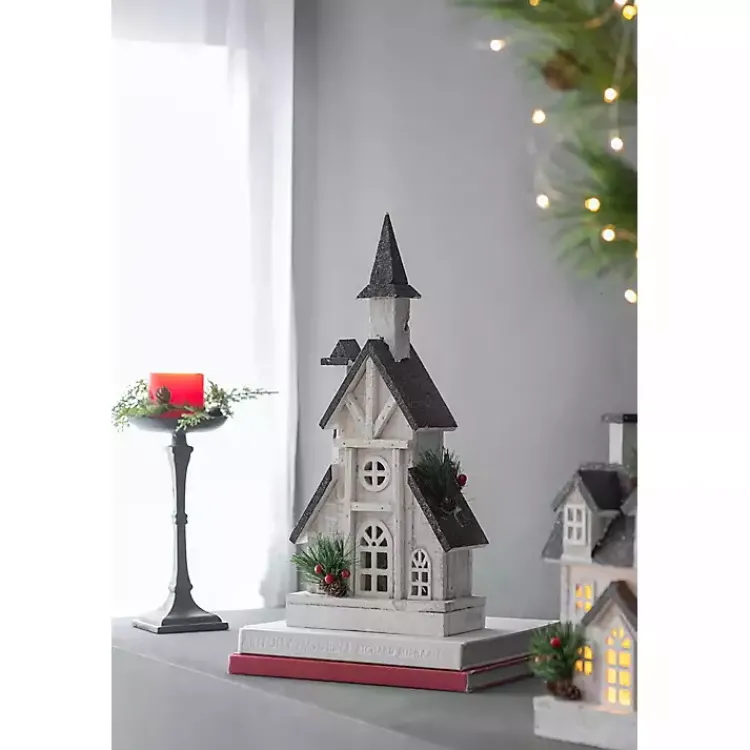 Best Pre-Lit Black and White Steepled Church Statue Christmas Decorations