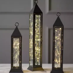 Pre-Lit Metal Twinkle Lights Lantern, 22 in. Lanterns
