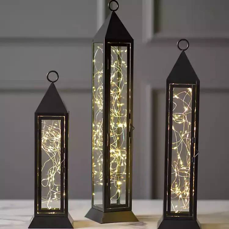 Pre-Lit Metal Twinkle Lights Lantern, 18 in. Lanterns