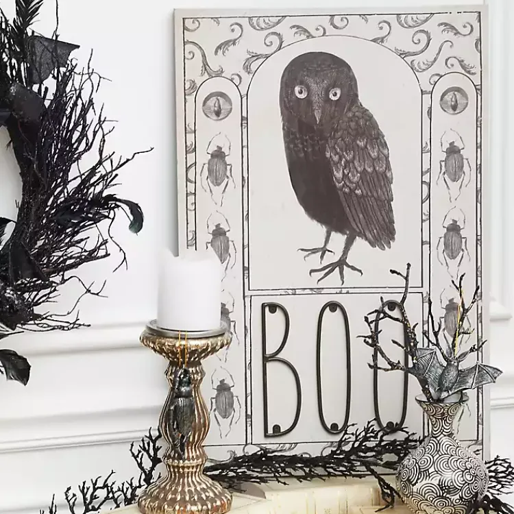Discount Pre-Lit Boo Owl Halloween Canvas Art Print Halloween