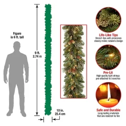 Hot Pre-Lit Carolina Pine Christmas Garland, 9 ft. Christmas Arrangements & Garland