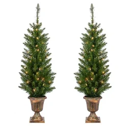Best Pre-Lit Cedar Pine Christmas Trees, Set of 2 Christmas Arrangements & Garland